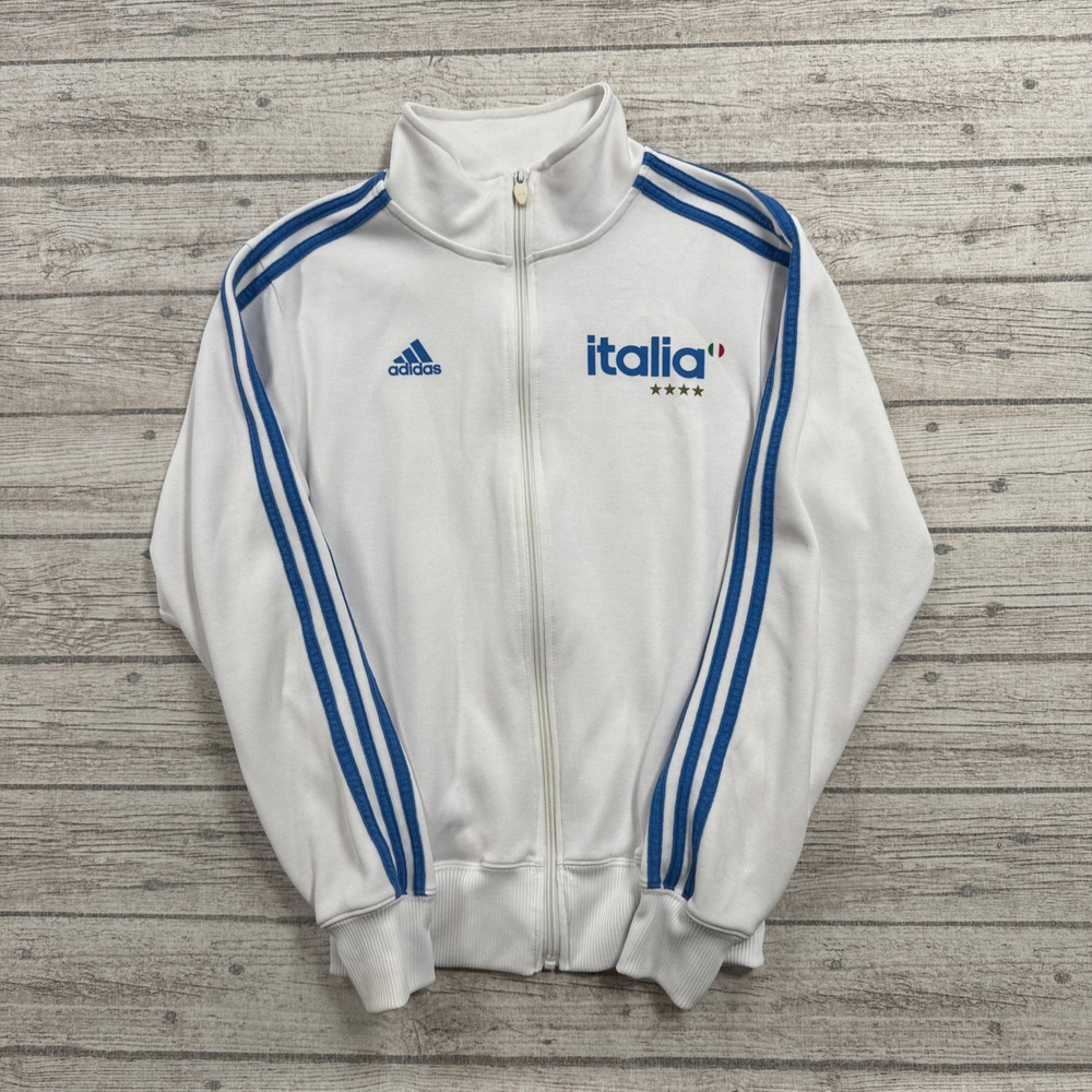 Adidas Track Jacket Men's Small White Team Italia 3-Stripes Activewear Canada